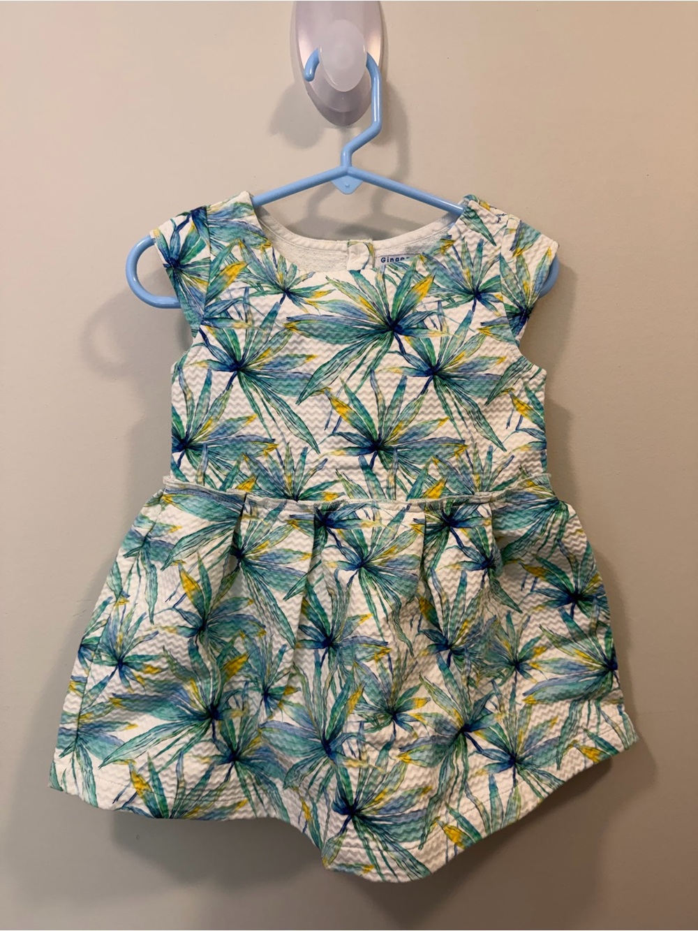 Gingersnaps Tropical Textured Dress - Blue Green Yellow